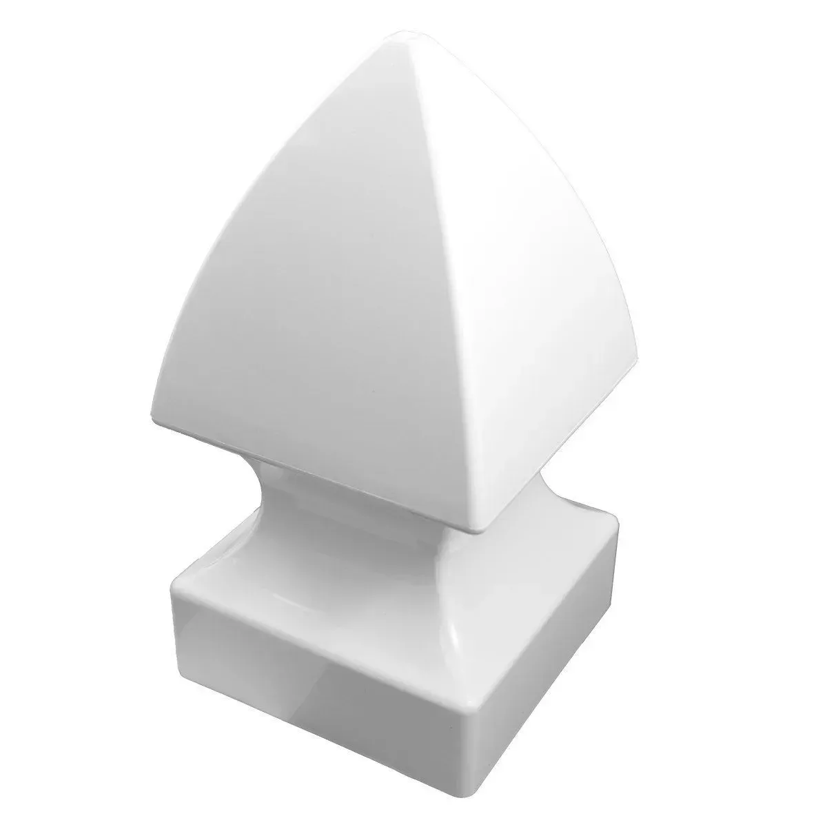 White pyramidal fence post cap.